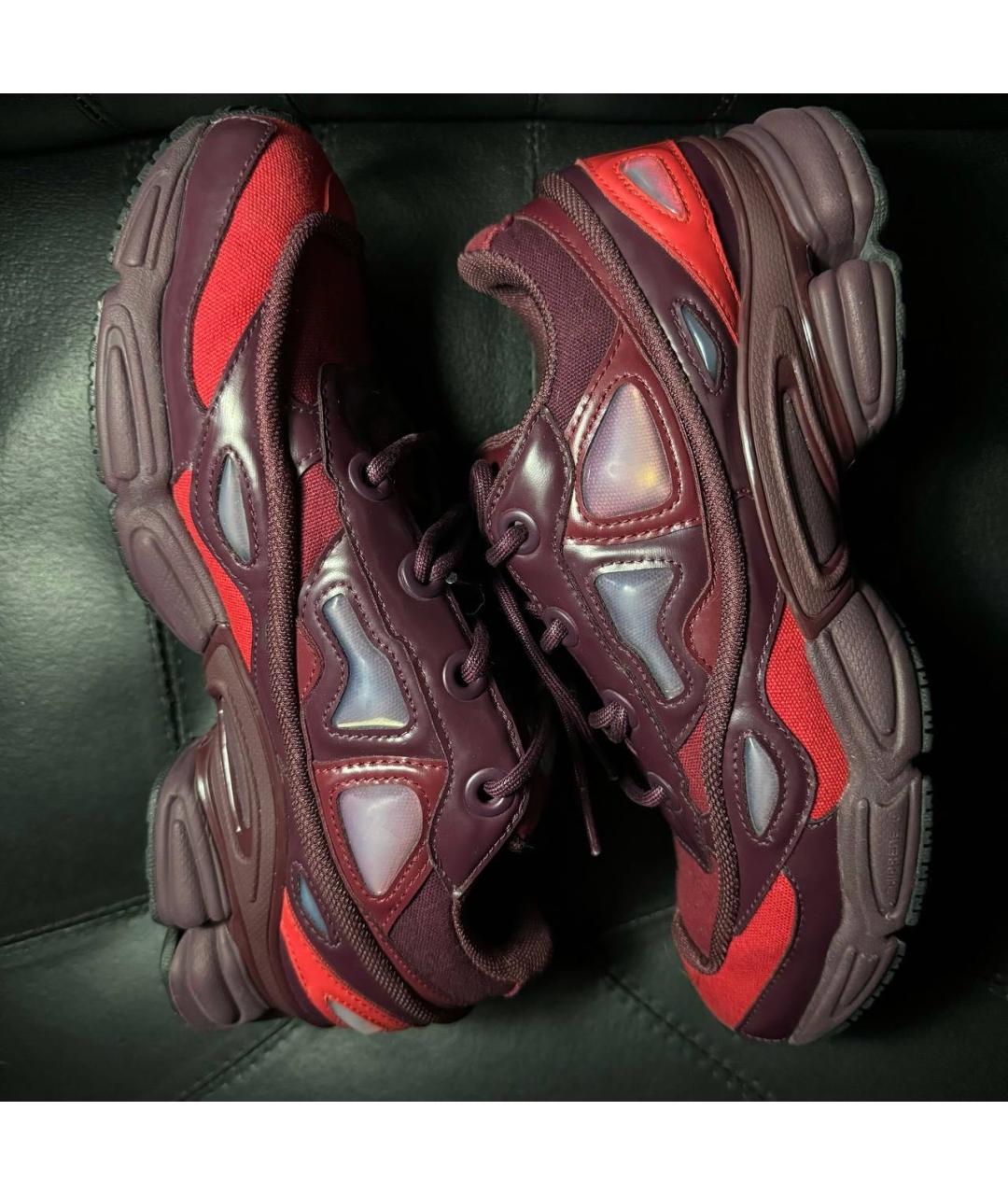 ADIDAS X RAF SIMONS Бордовые текстильные низкие кроссовки / кеды, фото 4