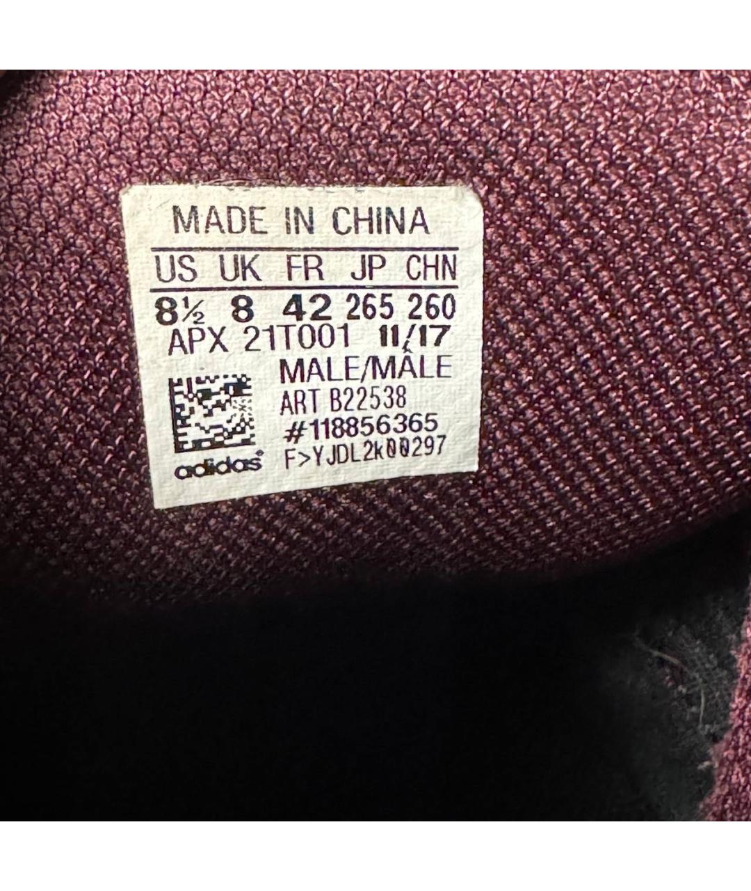 ADIDAS X RAF SIMONS Бордовые текстильные низкие кроссовки / кеды, фото 5