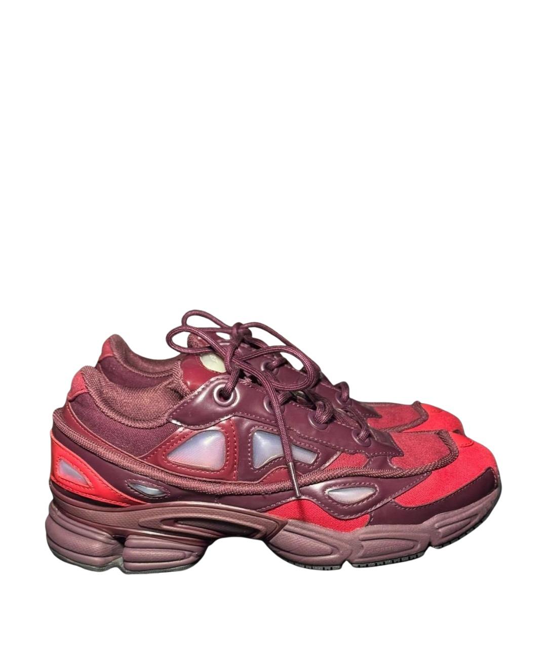 ADIDAS X RAF SIMONS Бордовые текстильные низкие кроссовки / кеды, фото 1