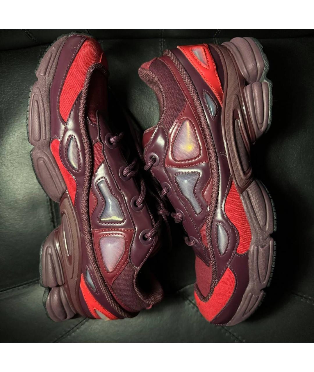 ADIDAS X RAF SIMONS Бордовые текстильные низкие кроссовки / кеды, фото 4