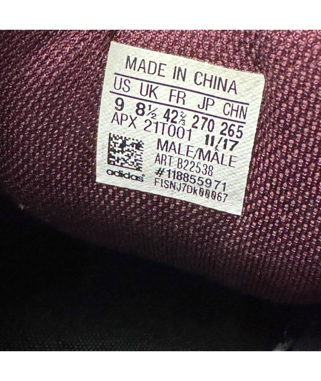 ADIDAS X RAF SIMONS Бордовые текстильные низкие кроссовки / кеды, фото 7