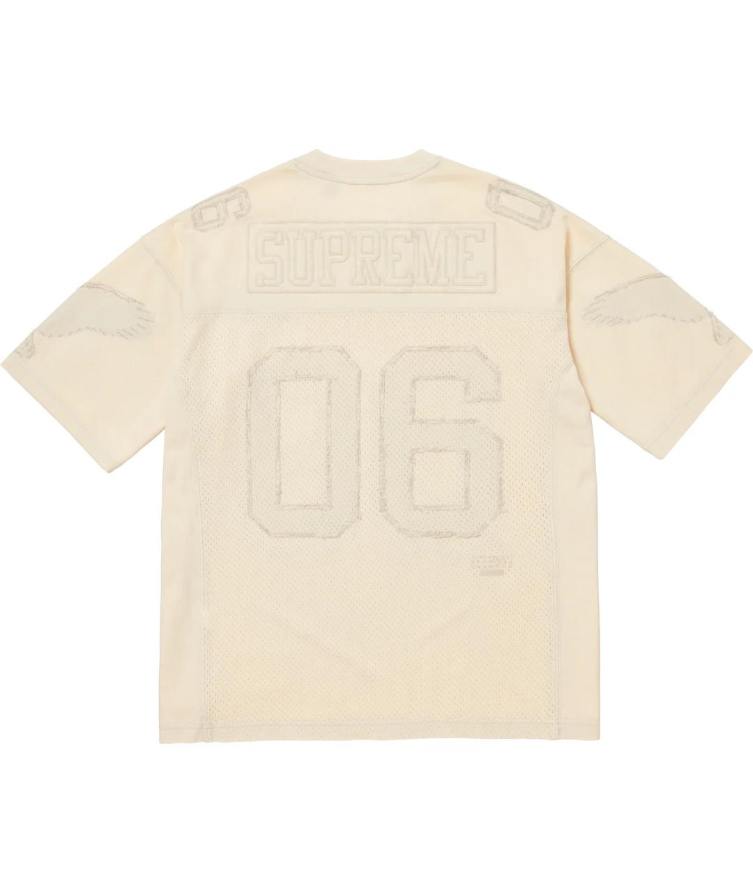 SUPREME Бежевая хлопковая футболка, фото 2