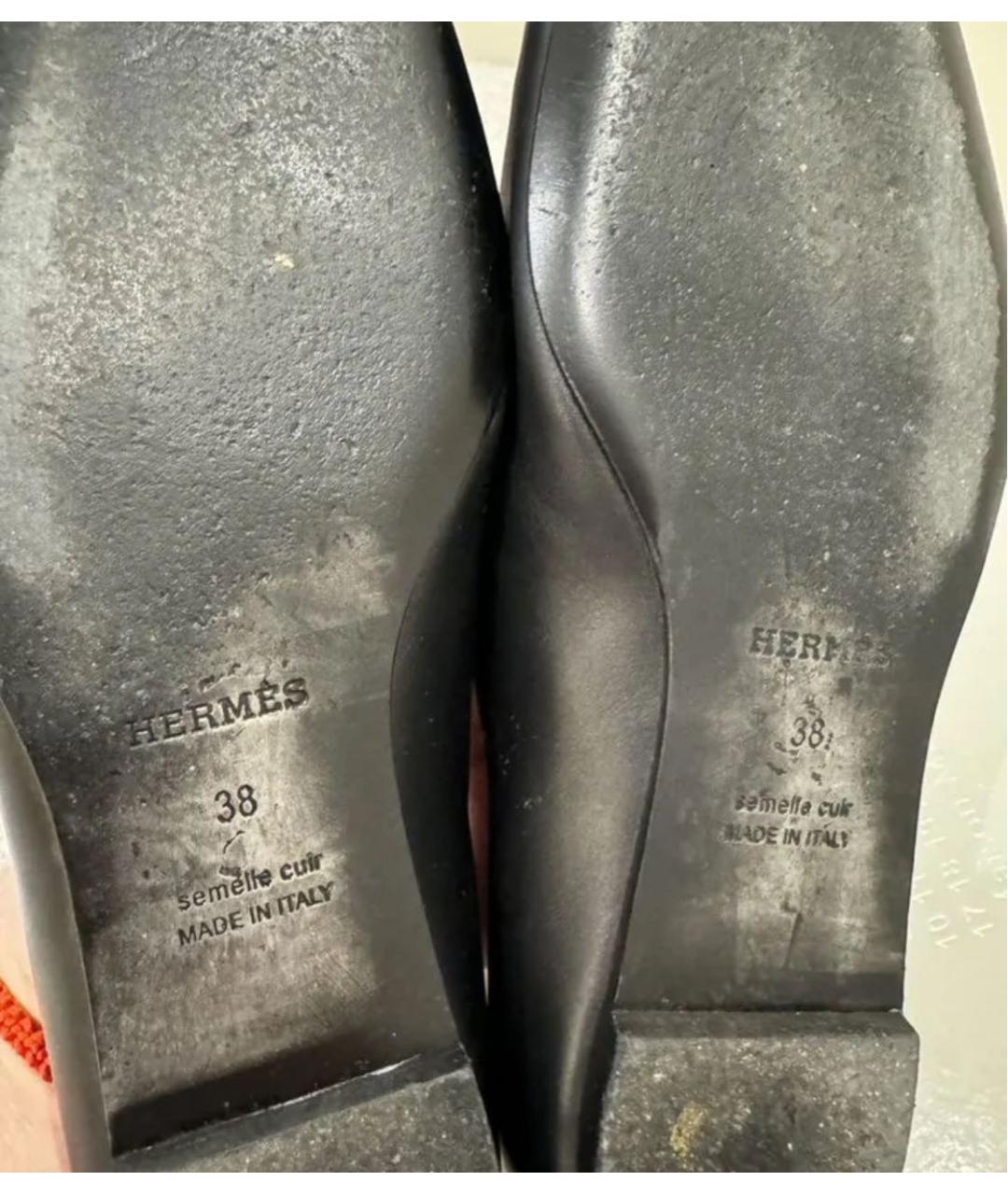 HERMES Черные кожаные балетки, фото 3