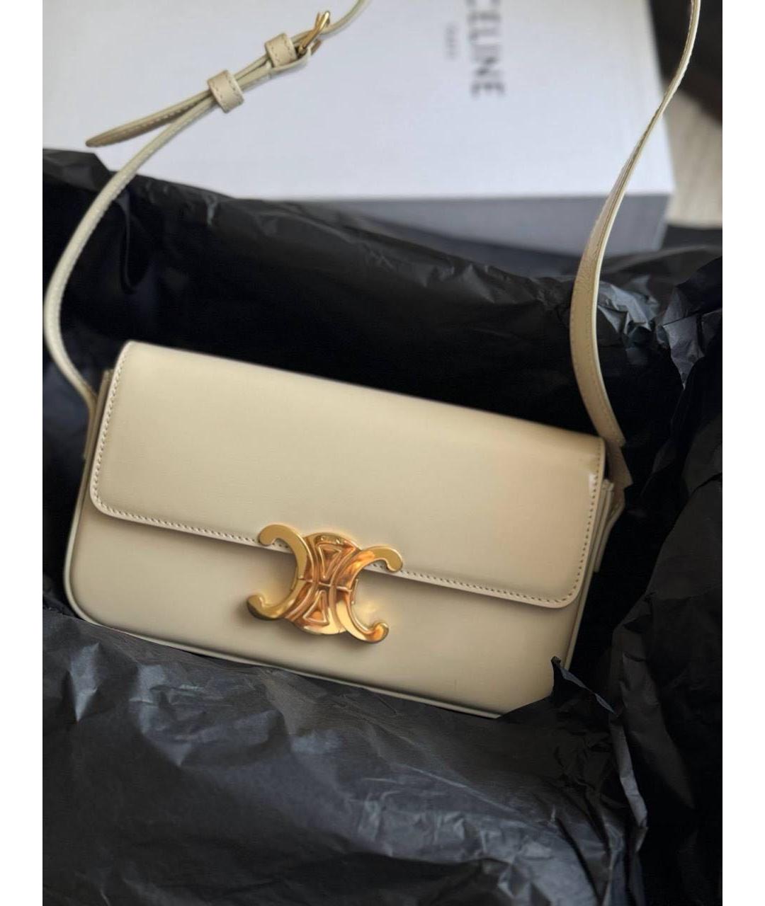 CELINE Бежевая кожаная сумка через плечо, фото 2