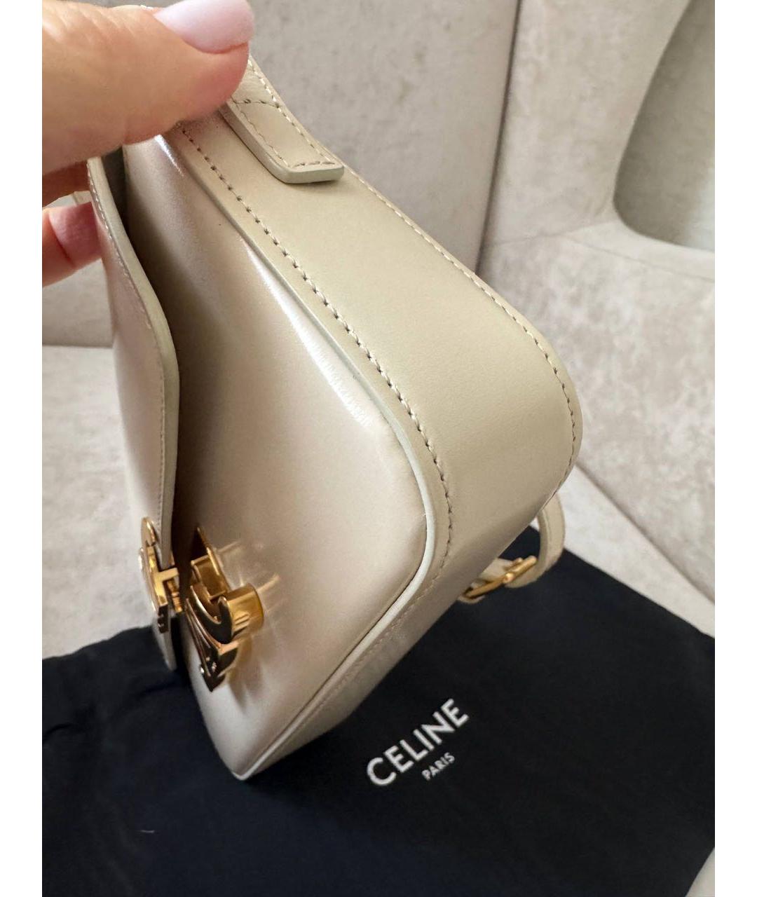 CELINE Бежевая кожаная сумка через плечо, фото 7