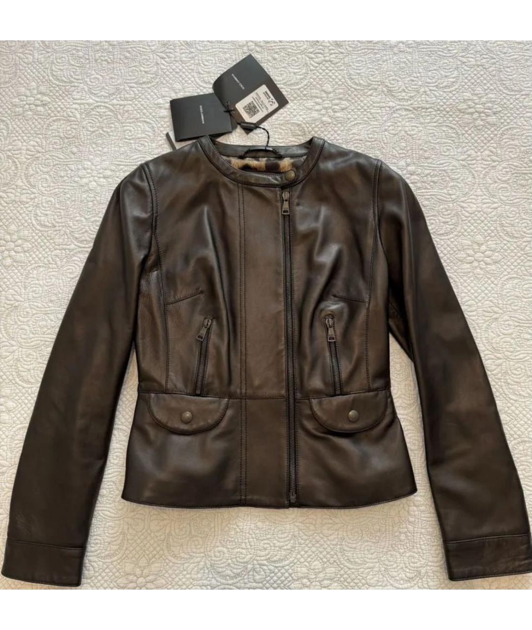 DOLCE&GABBANA Черная кожаная куртка, фото 7