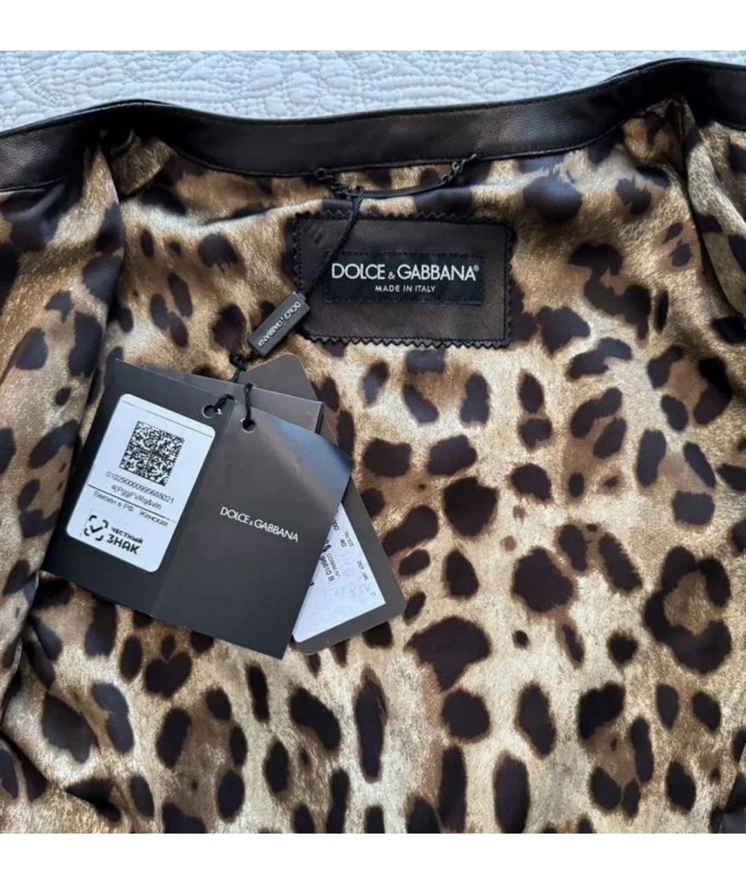 DOLCE&GABBANA Черная кожаная куртка, фото 3