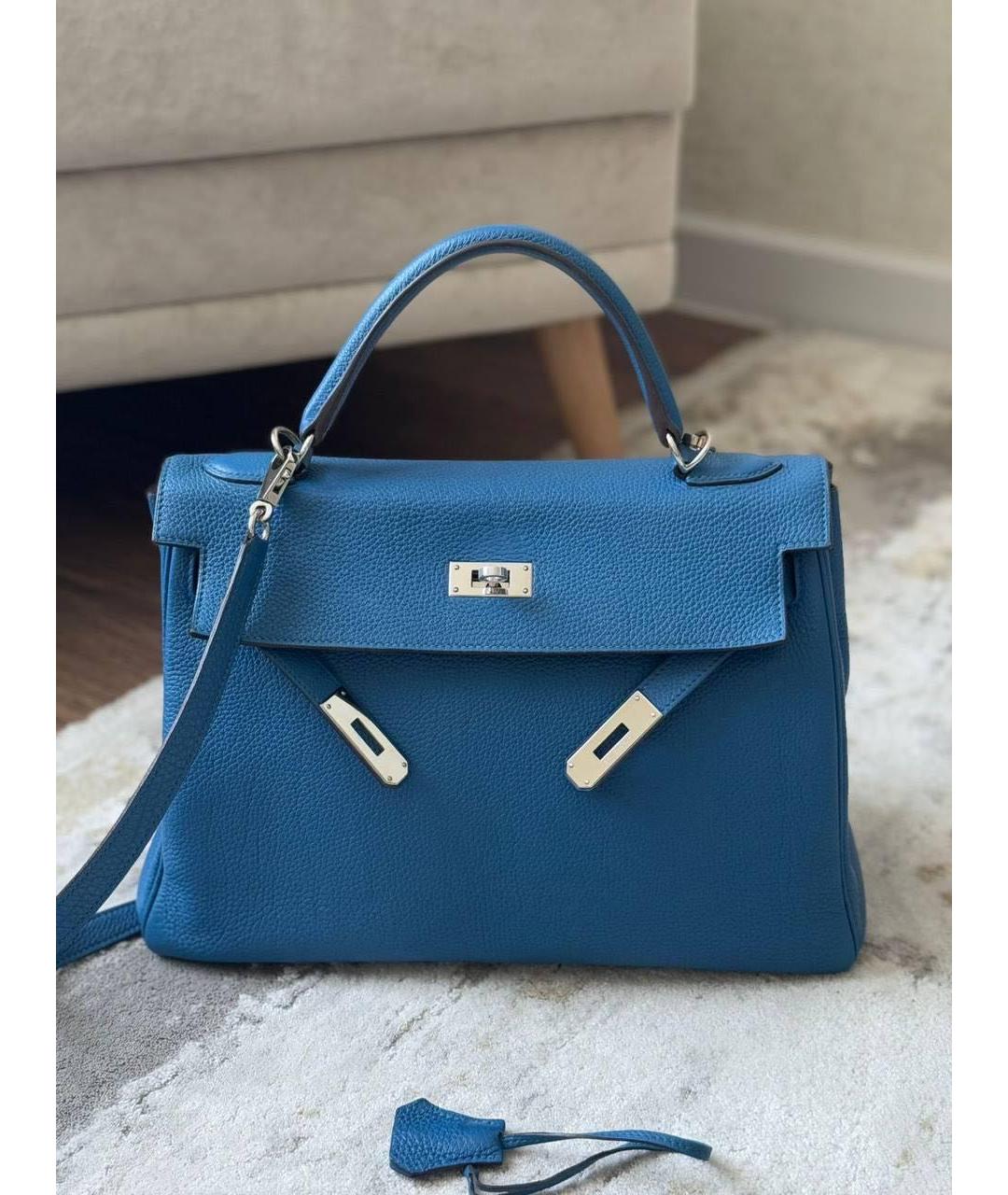 HERMES Голубая кожаная сумка через плечо, фото 9