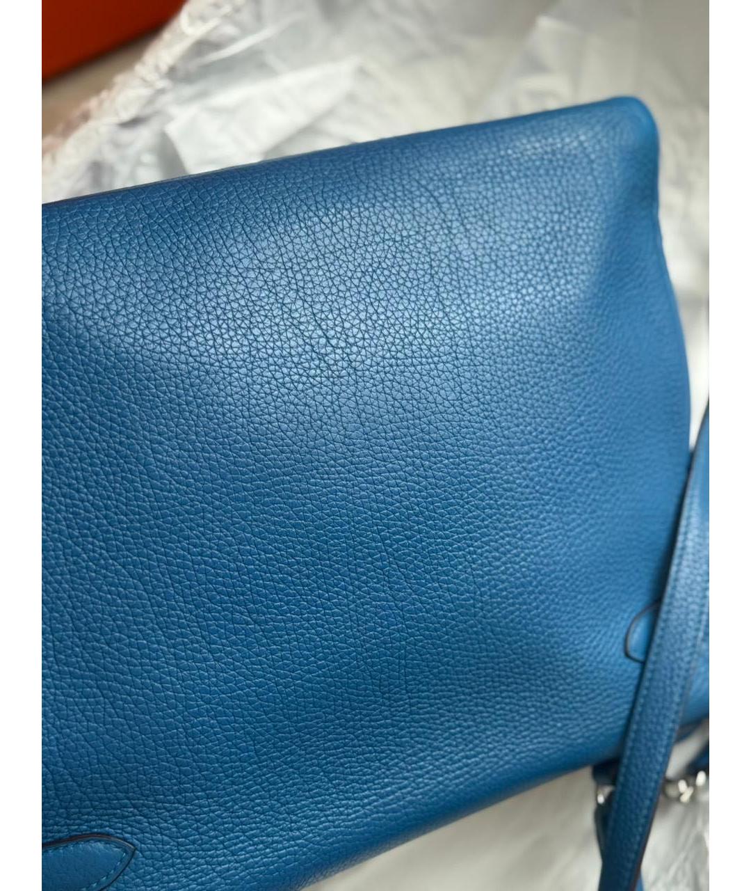 HERMES Голубая кожаная сумка через плечо, фото 7