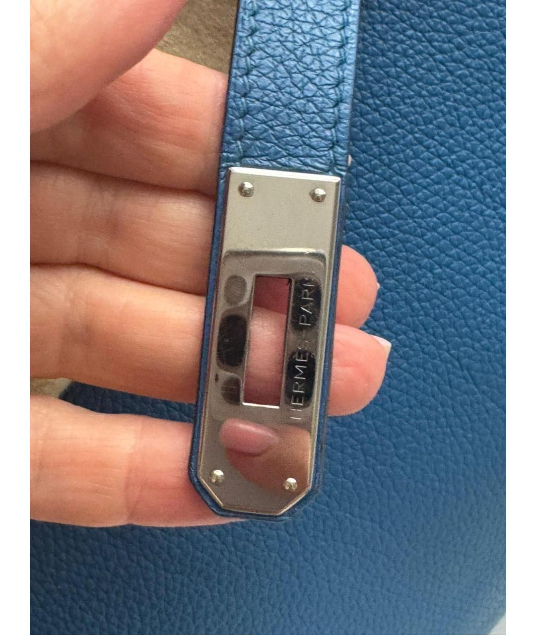 HERMES Голубая кожаная сумка через плечо, фото 5