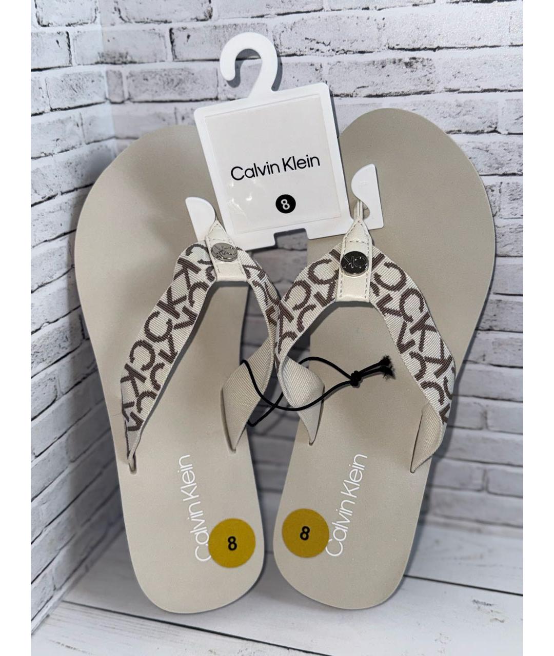 CALVIN KLEIN Бежевые шлепанцы, фото 3
