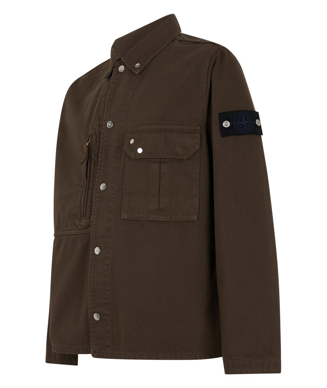 STONE ISLAND Коричневая хлопковая куртка, фото 3