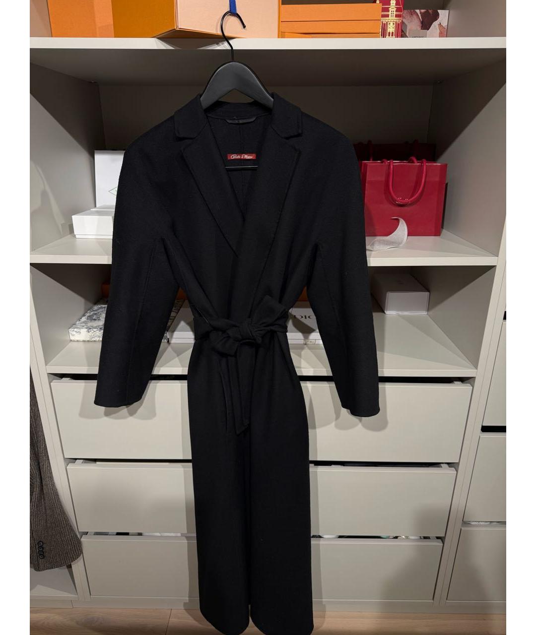 'S MAX MARA Черное шерстяное пальто, фото 5