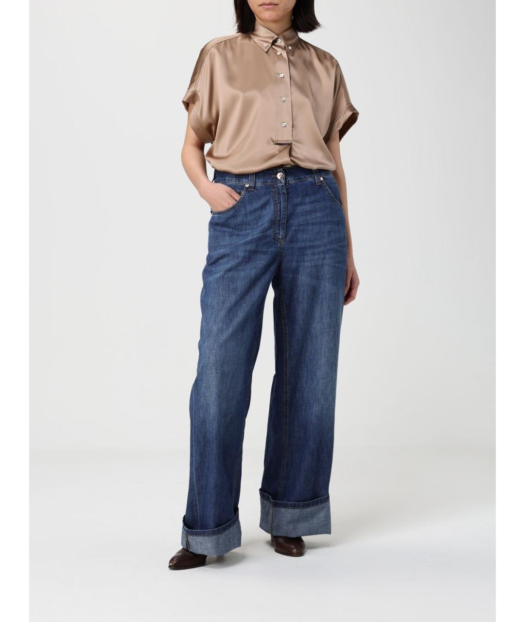 BRUNELLO CUCINELLI Бежевая шелковая рубашка, фото 2