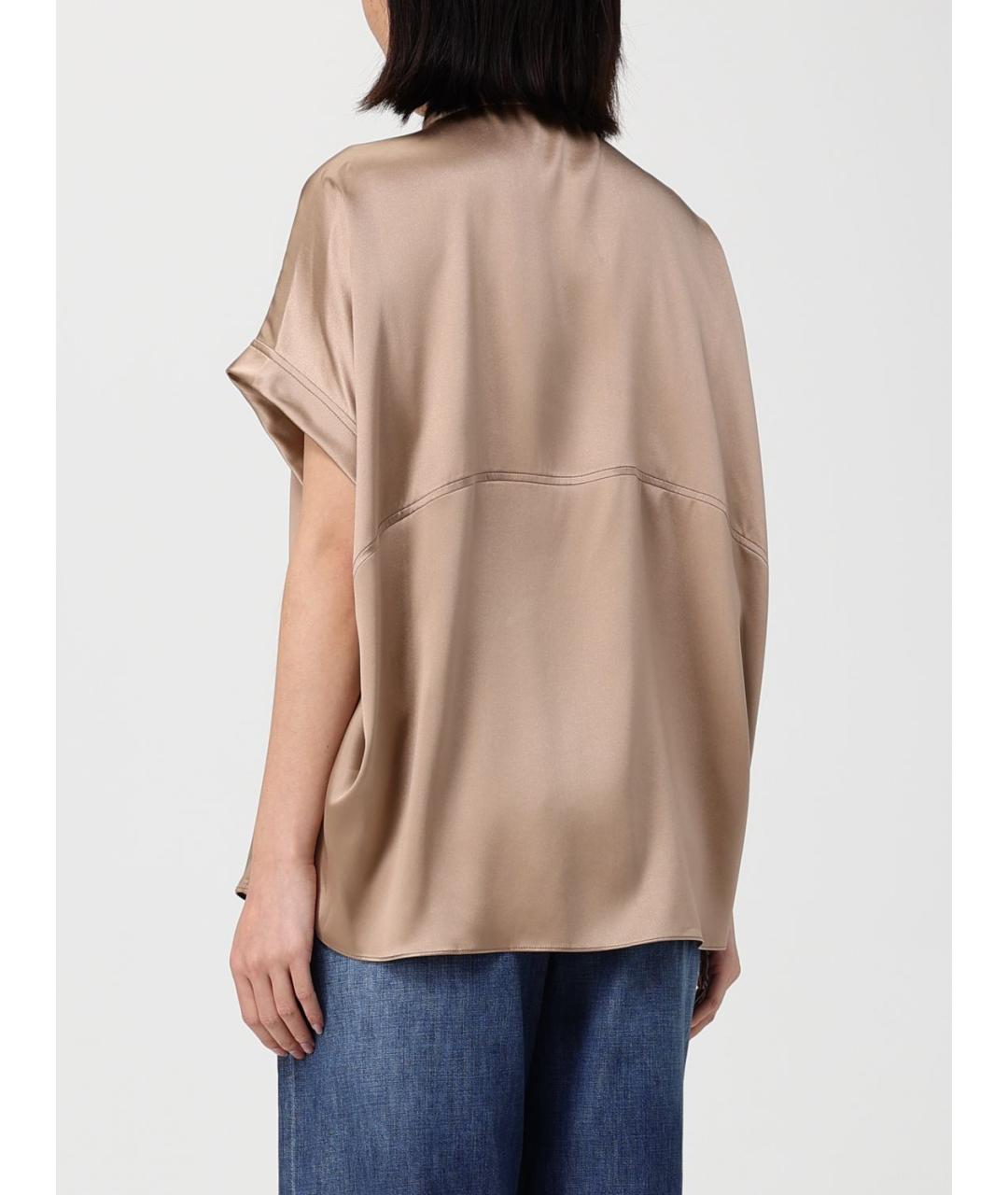 BRUNELLO CUCINELLI Бежевая шелковая рубашка, фото 3