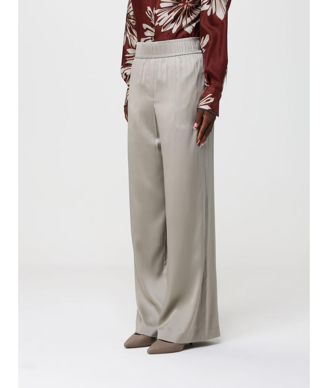 BRUNELLO CUCINELLI Серебряные прямые брюки, фото 4