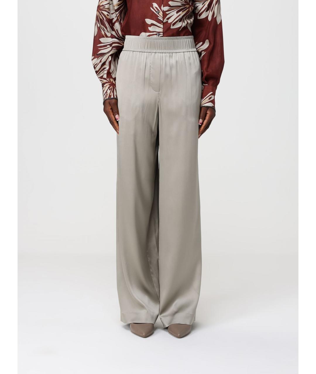 BRUNELLO CUCINELLI Серебряные прямые брюки, фото 6