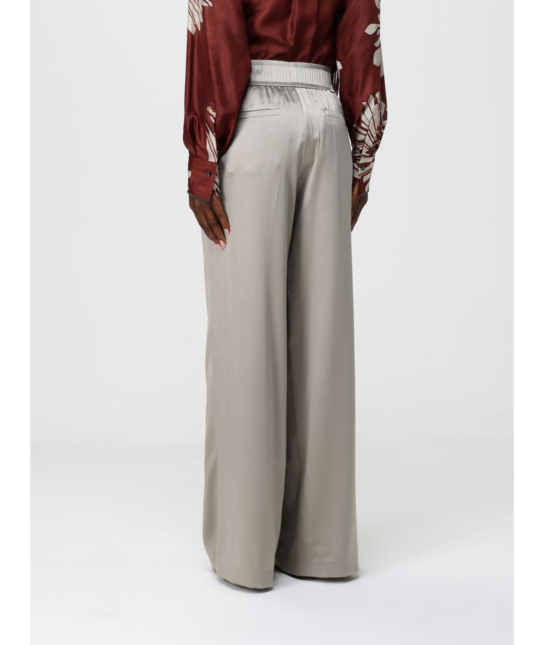 BRUNELLO CUCINELLI Серебряные прямые брюки, фото 3