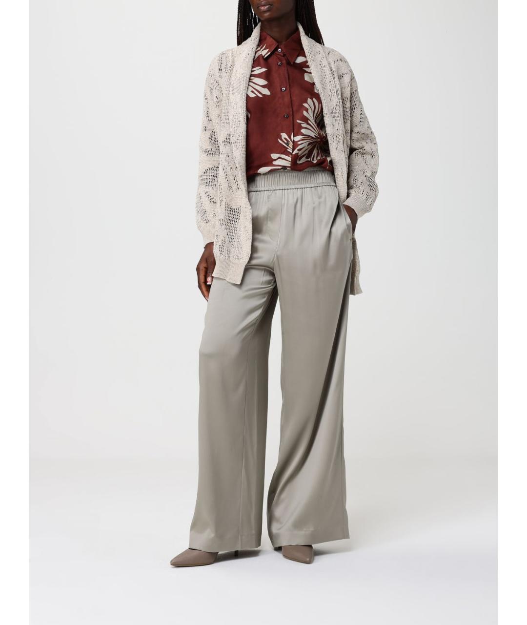 BRUNELLO CUCINELLI Серебряные прямые брюки, фото 2