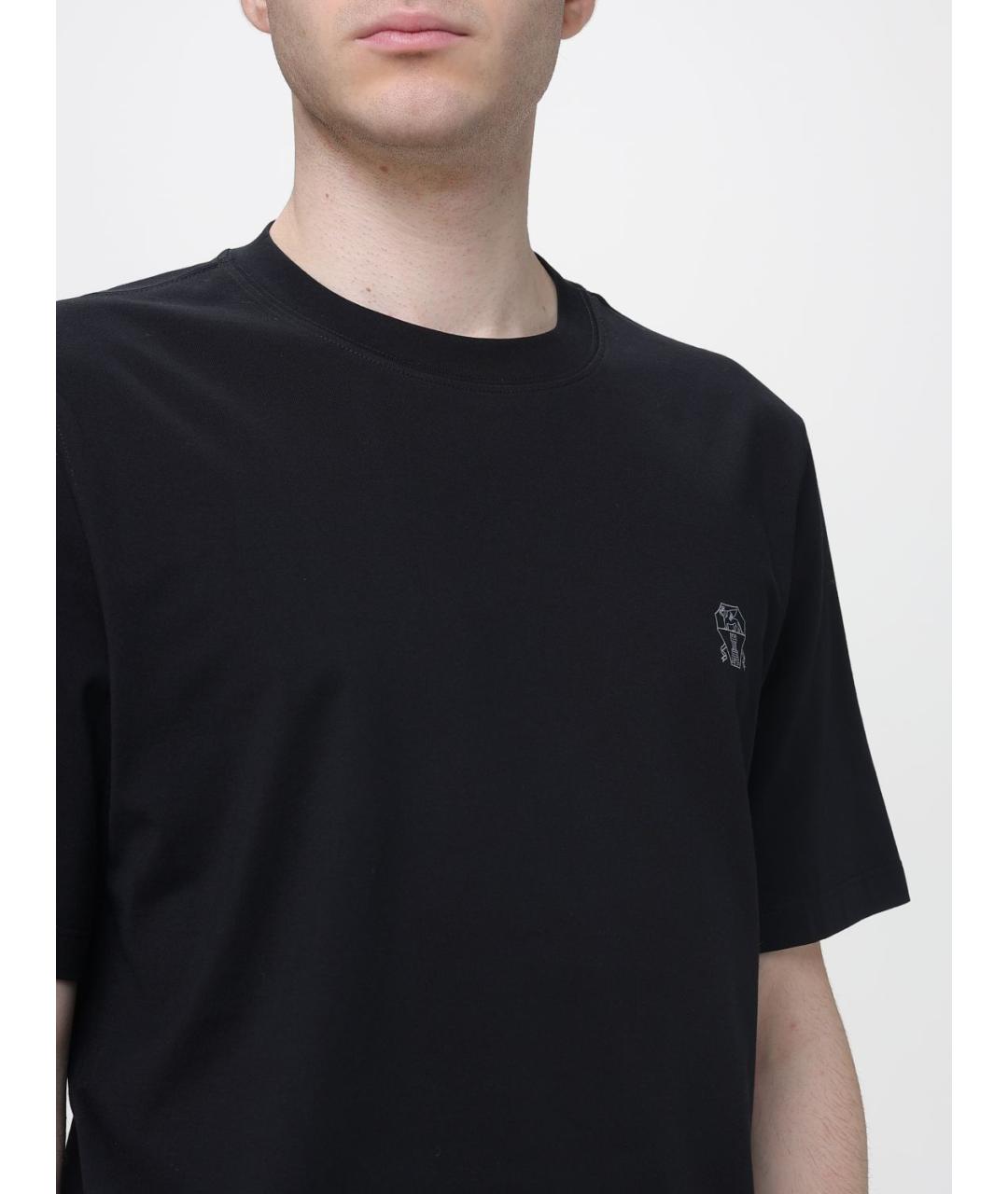 BRUNELLO CUCINELLI Черная вискозная футболка, фото 5
