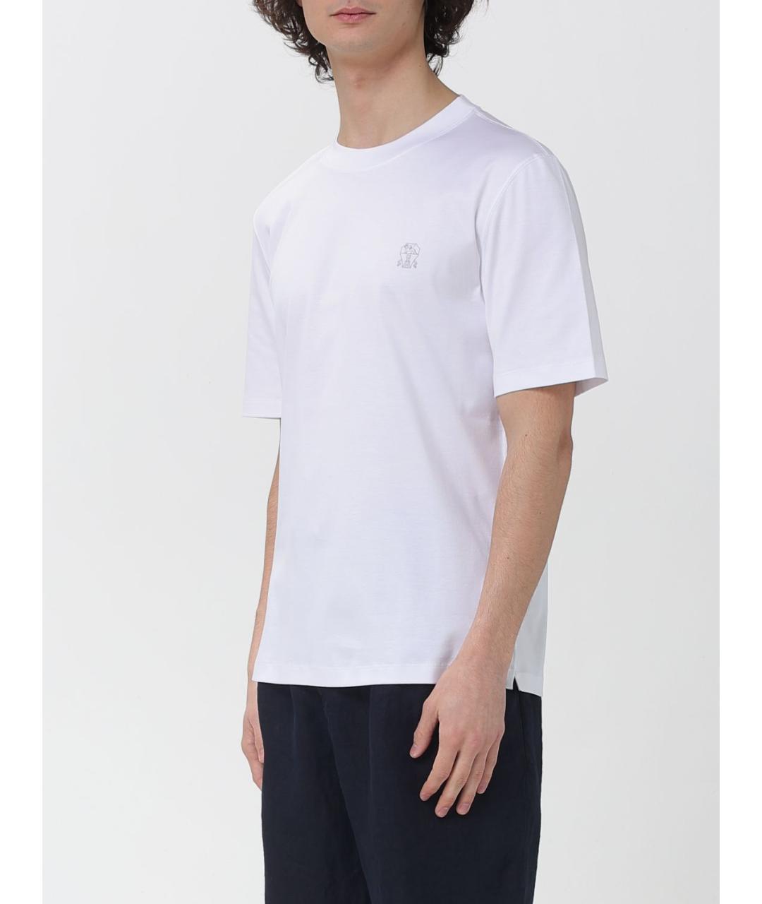 BRUNELLO CUCINELLI Белая хлопковая футболка, фото 4