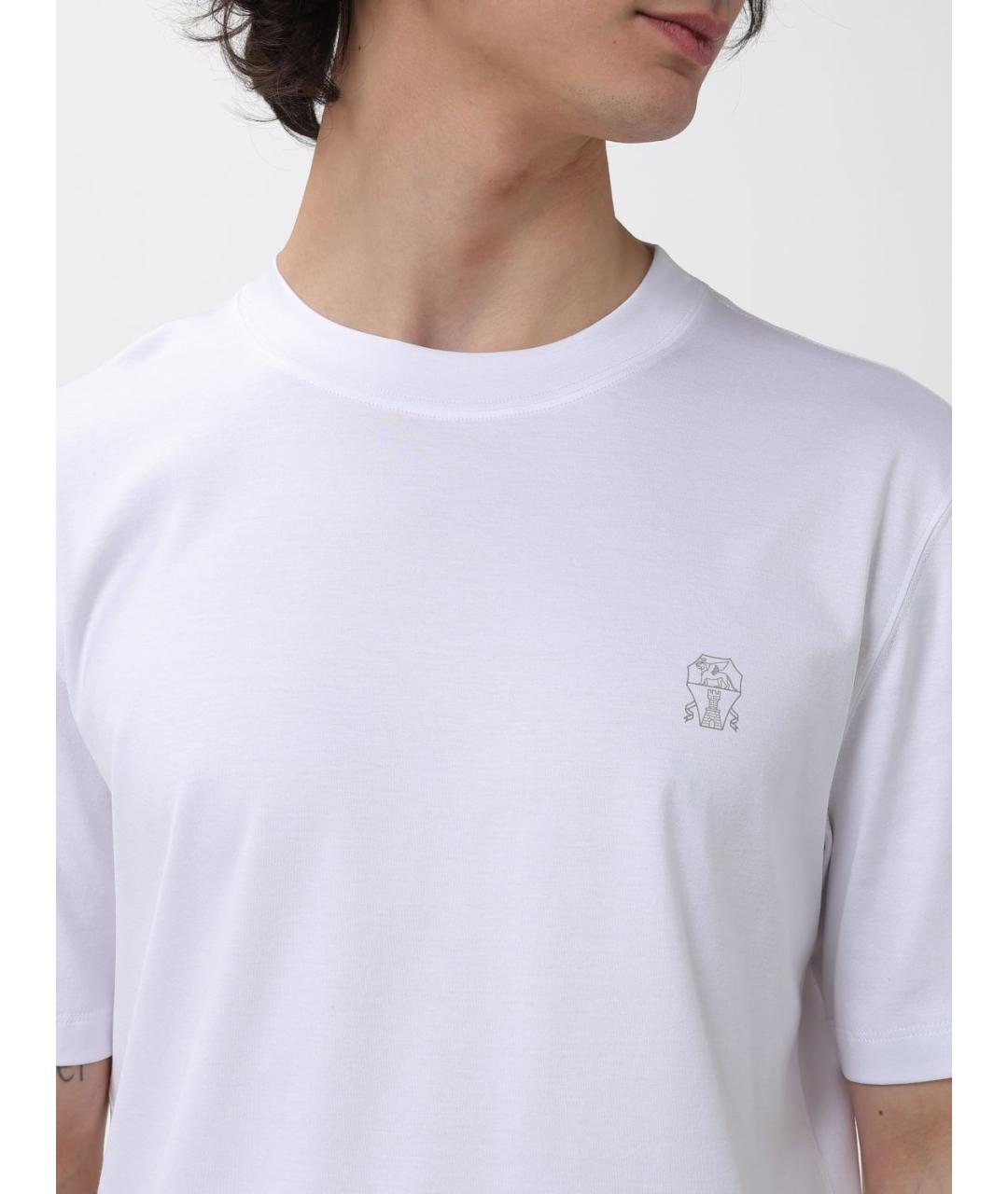 BRUNELLO CUCINELLI Белая хлопковая футболка, фото 5