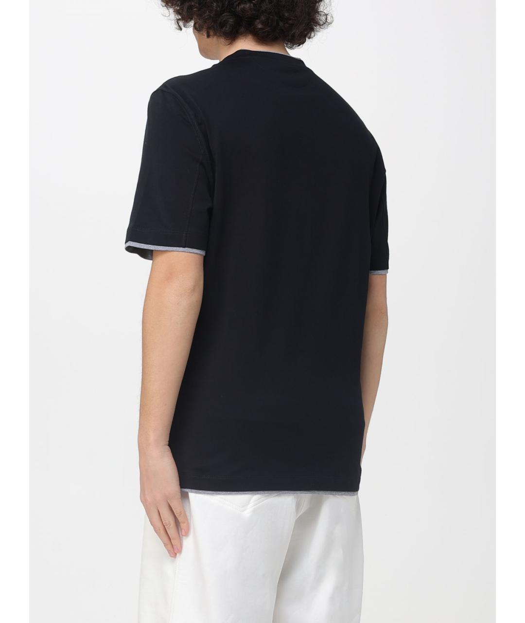 BRUNELLO CUCINELLI Черная хлопковая футболка, фото 3
