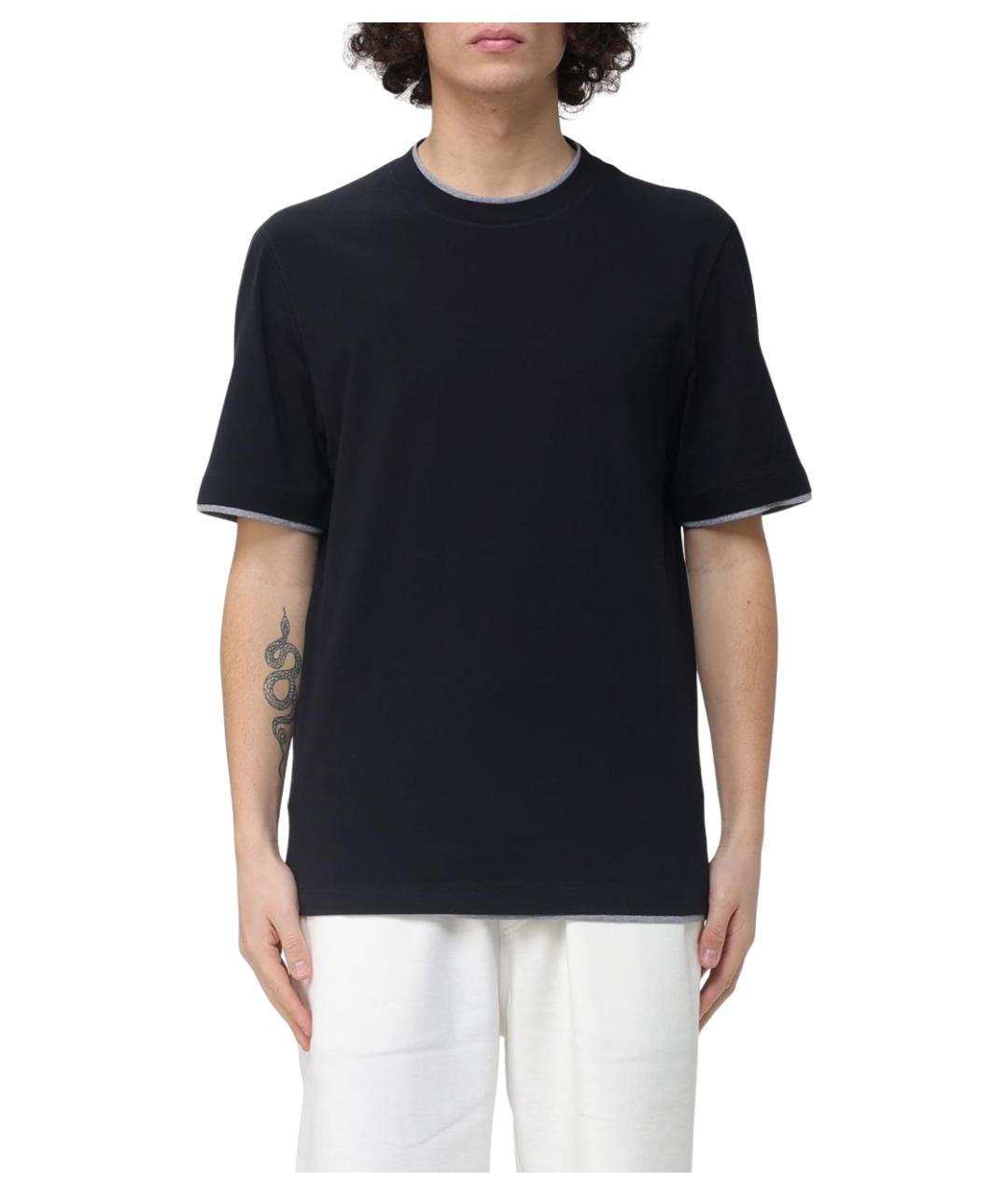 BRUNELLO CUCINELLI Черная хлопковая футболка, фото 1