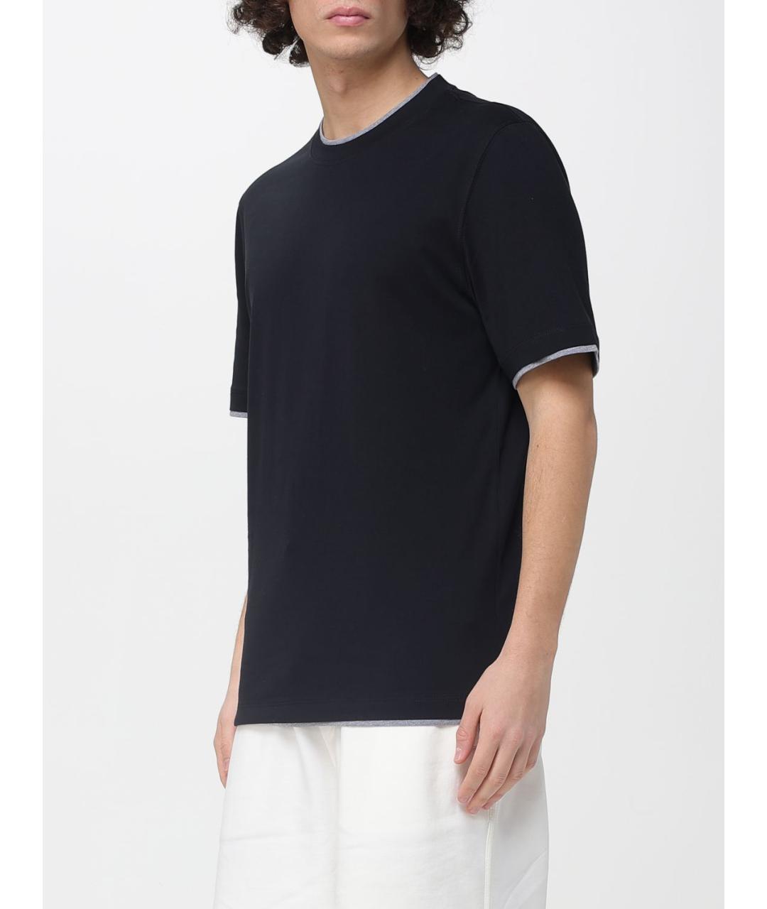 BRUNELLO CUCINELLI Черная хлопковая футболка, фото 4