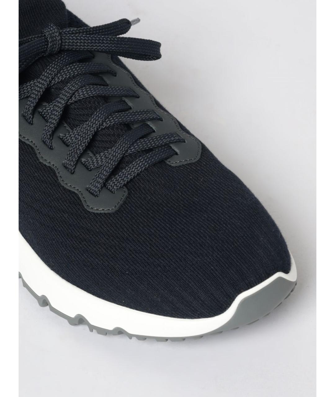 BRUNELLO CUCINELLI Темно-синие текстильные низкие кроссовки / кеды, фото 4