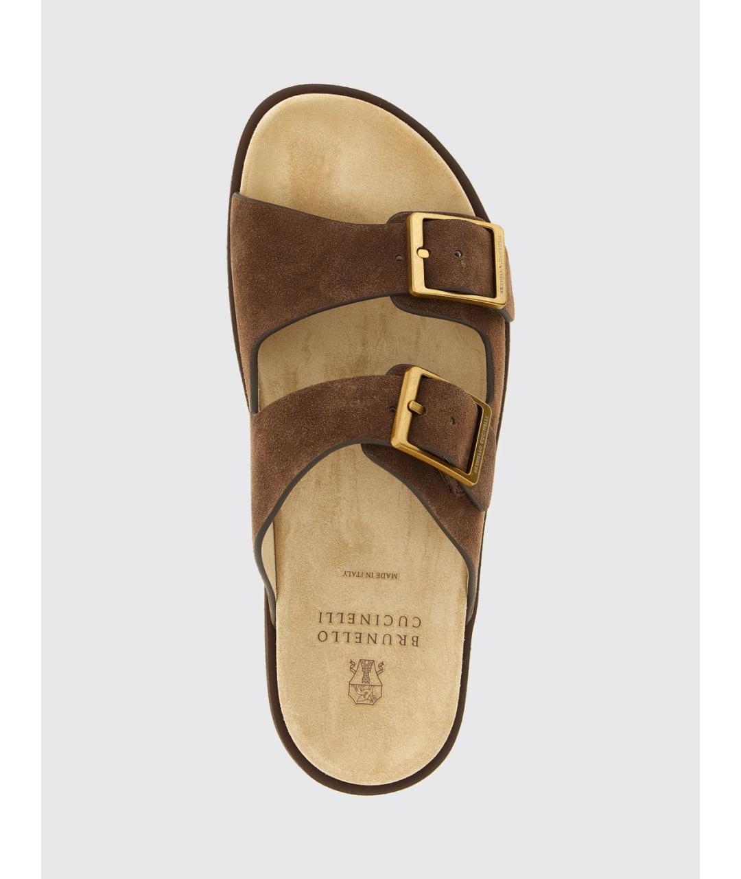 BRUNELLO CUCINELLI Коричневые замшевые сандалии, фото 4