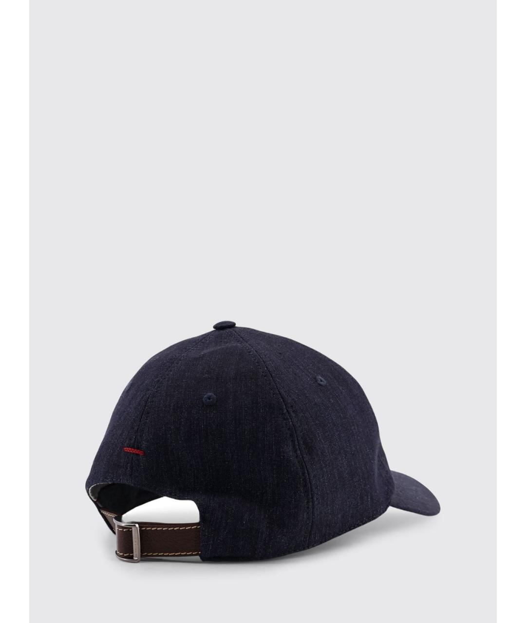 BRUNELLO CUCINELLI Темно-синяя хлопковая кепка/бейсболка, фото 3