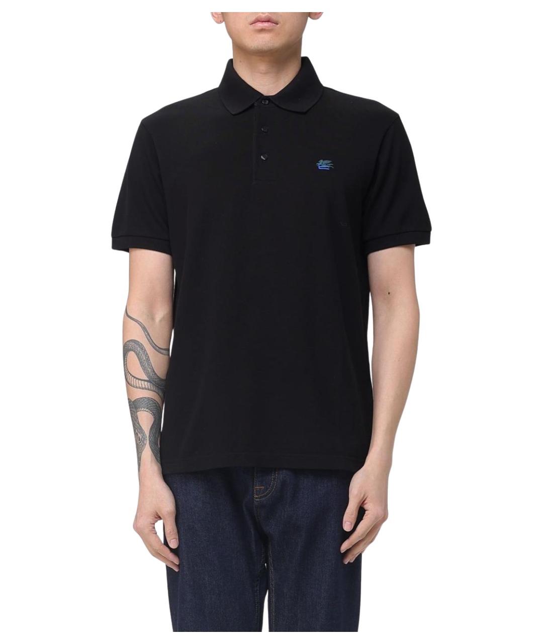 ETRO Черное хлопковое поло с коротким рукавом, фото 1