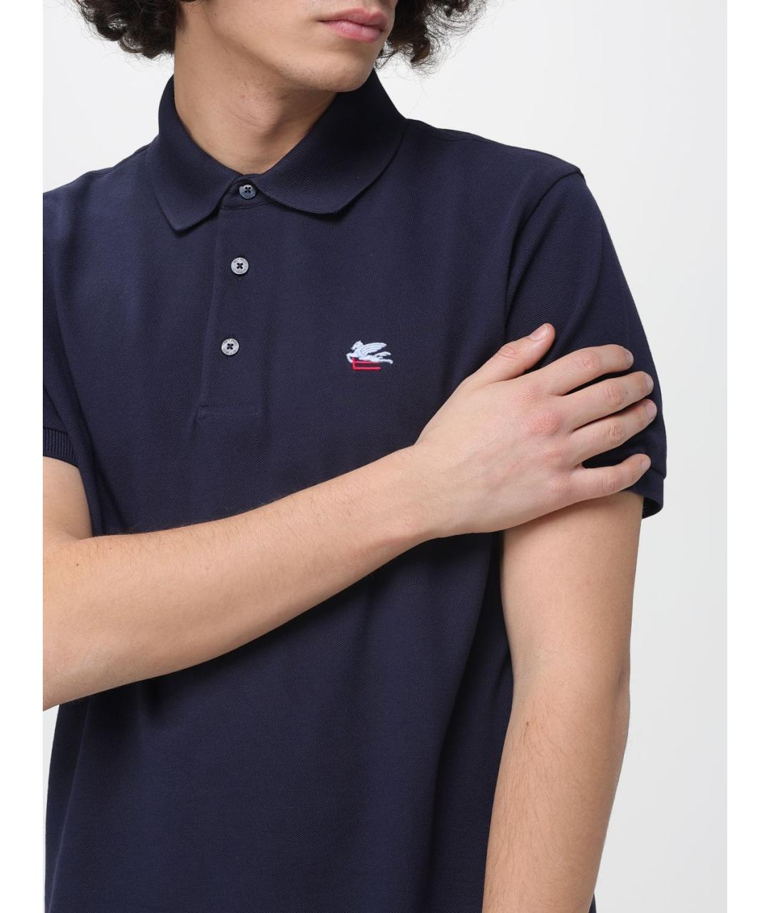 ETRO Синее хлопковое поло с коротким рукавом, фото 5