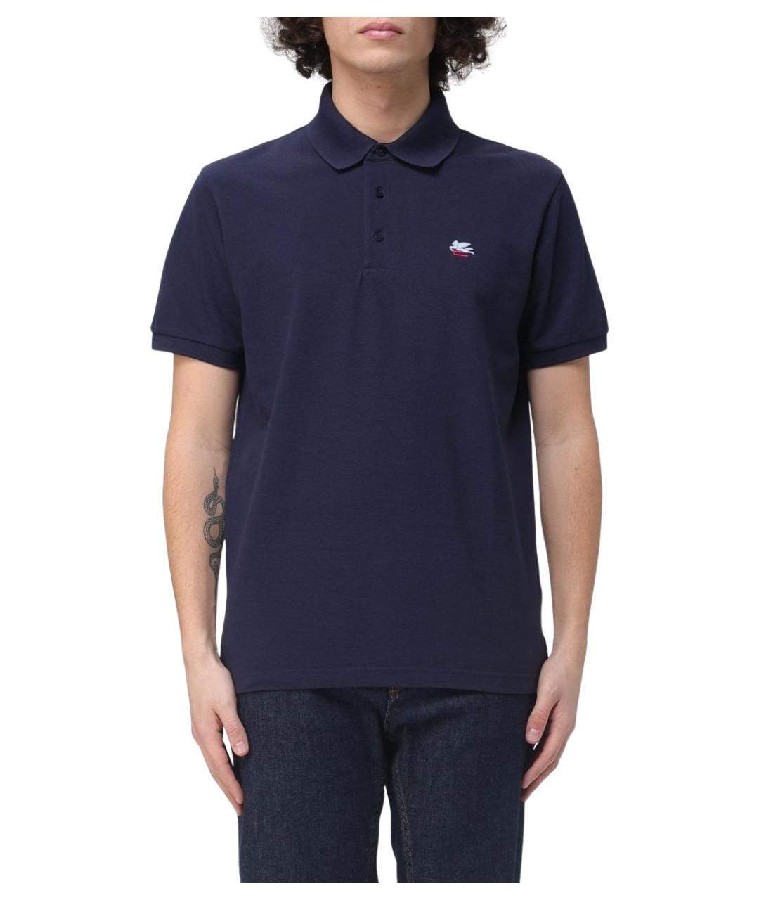 ETRO Синее хлопковое поло с коротким рукавом, фото 1