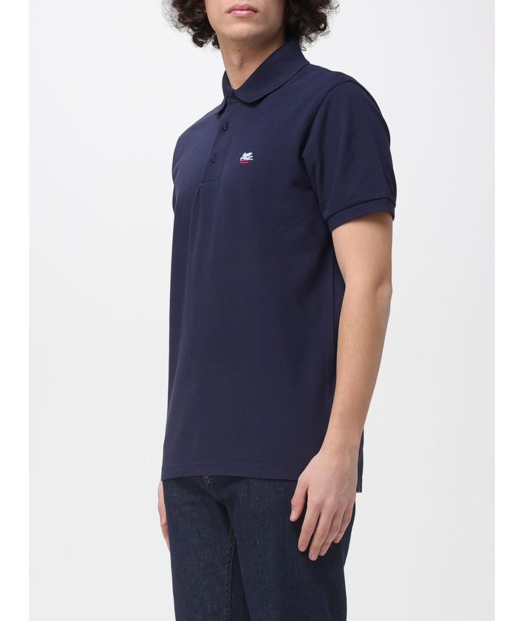 ETRO Синее хлопковое поло с коротким рукавом, фото 4