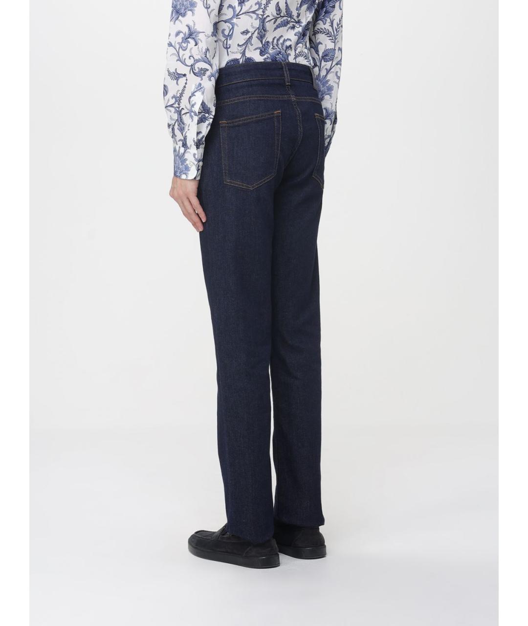 ETRO Синие хлопко-эластановые прямые джинсы, фото 3