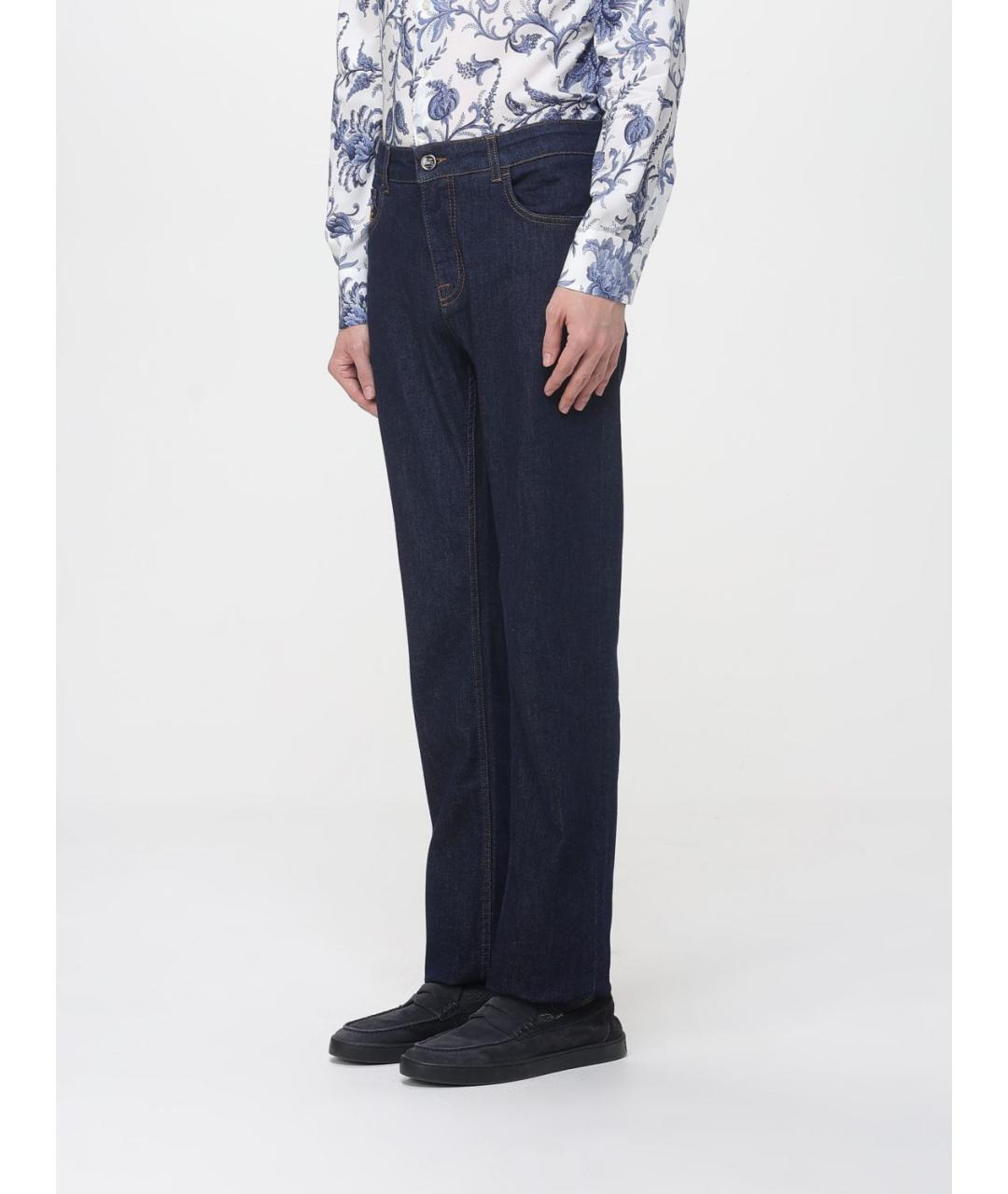 ETRO Синие хлопко-эластановые прямые джинсы, фото 4