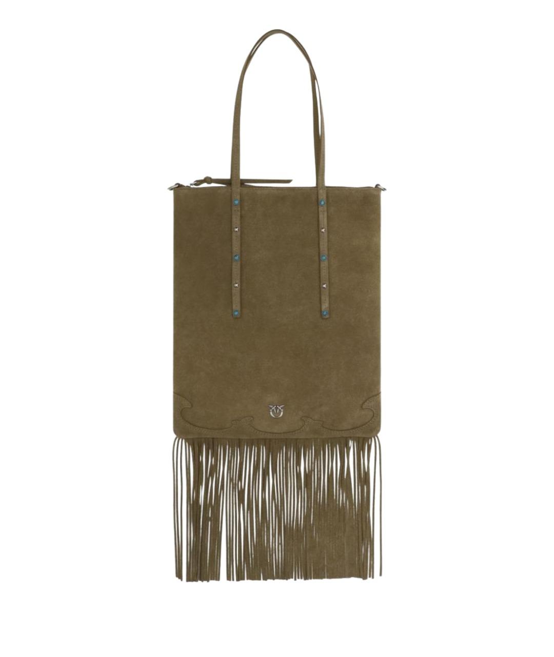 PINKO Хаки замшевая сумка через плечо, фото 1