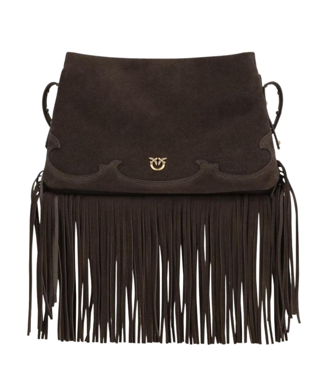 PINKO Коричневая замшевая сумка через плечо, фото 1