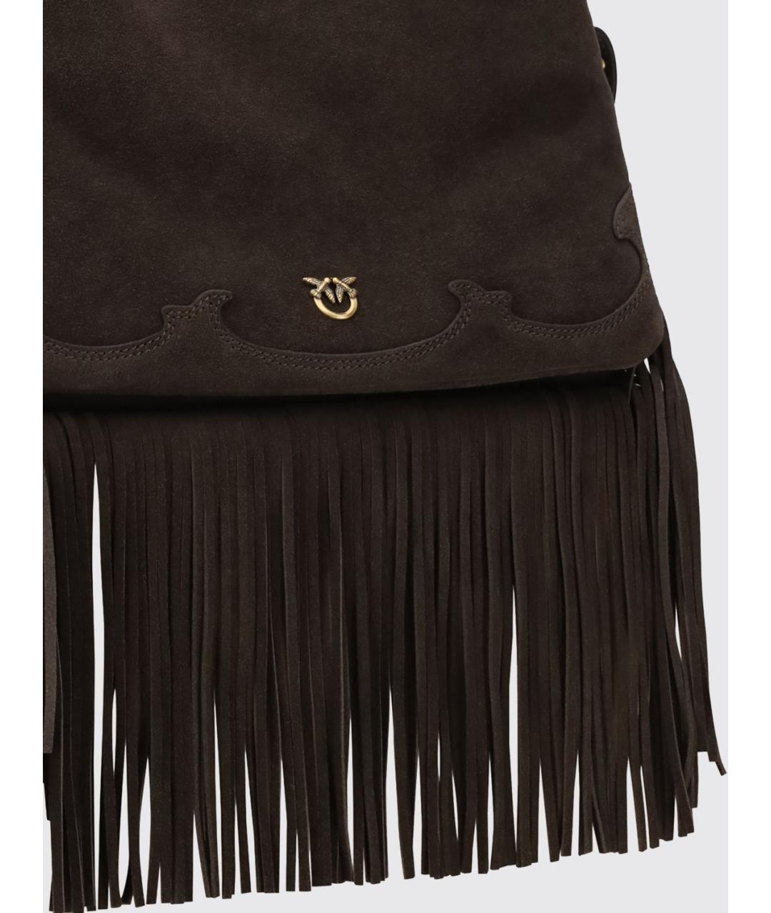 PINKO Коричневая замшевая сумка через плечо, фото 3