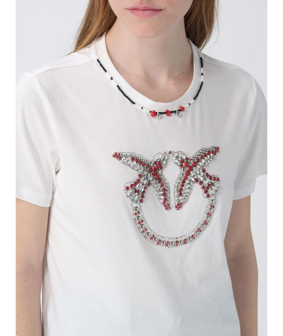 PINKO Белая хлопковая футболка, фото 3