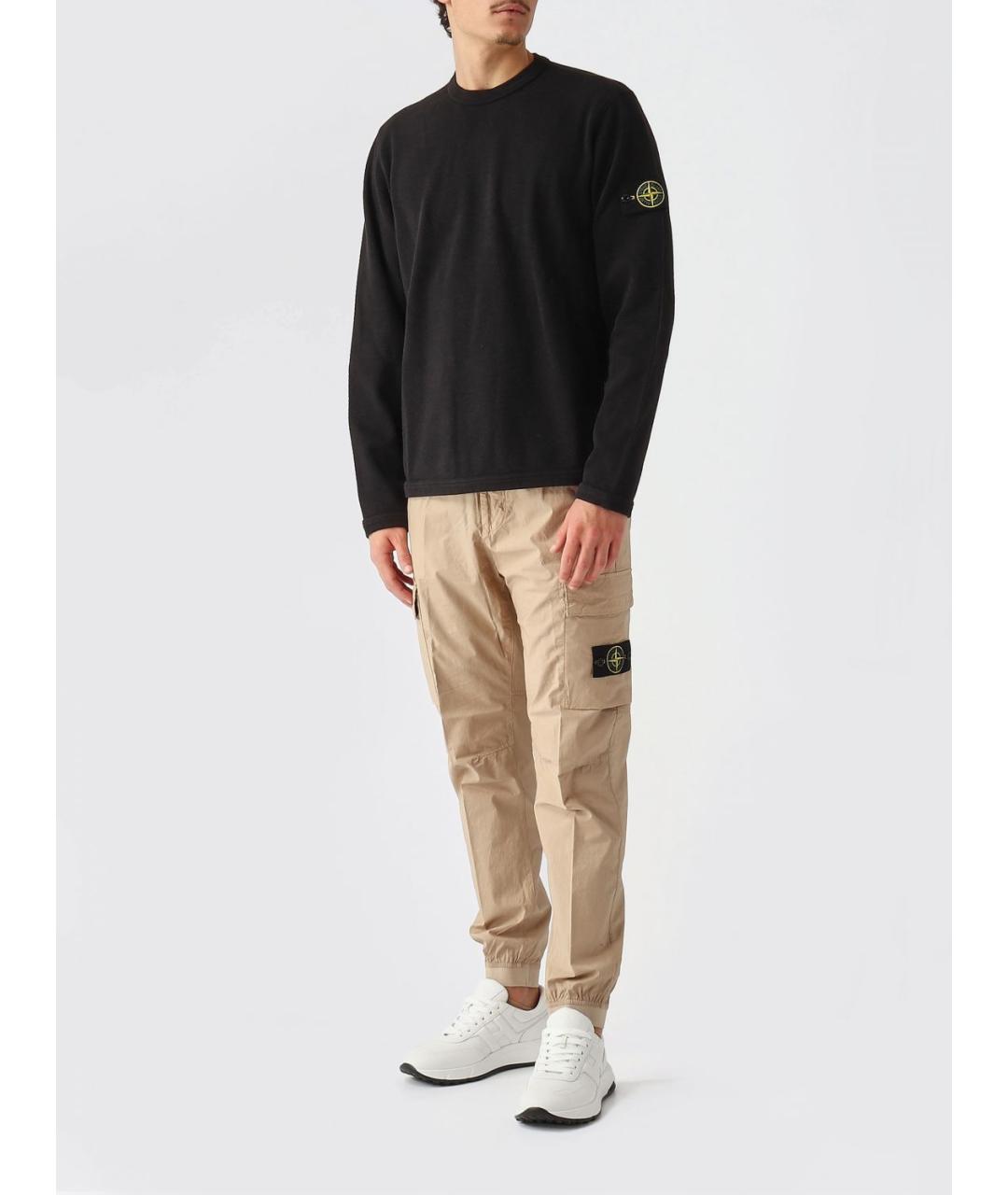 STONE ISLAND Бежевые хлопковые повседневные брюки, фото 2