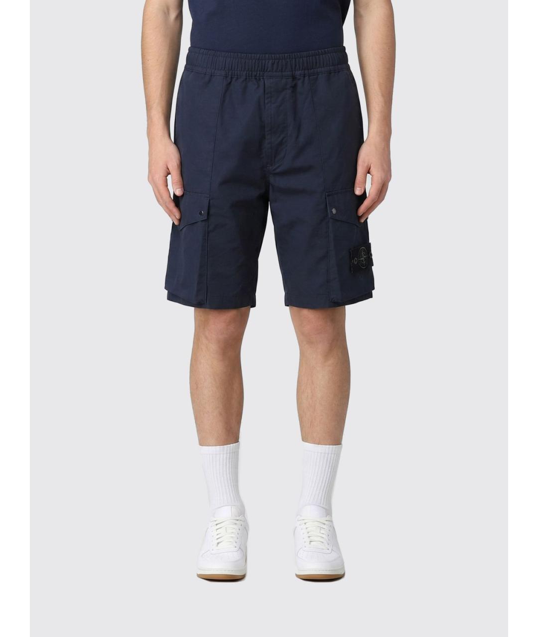 STONE ISLAND Синие хлопковые шорты, фото 2