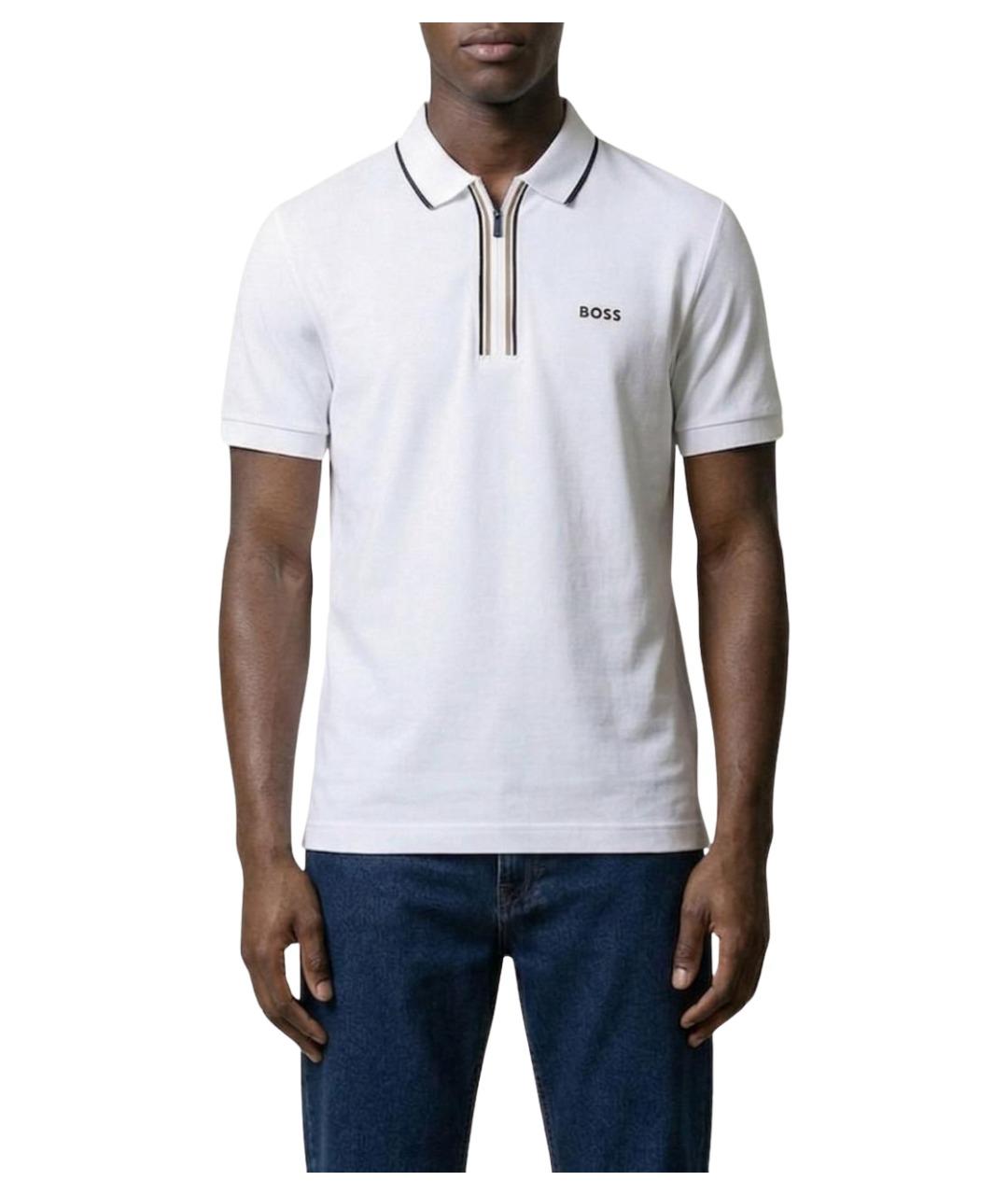 HUGO BOSS Белое хлопковое поло с коротким рукавом, фото 1