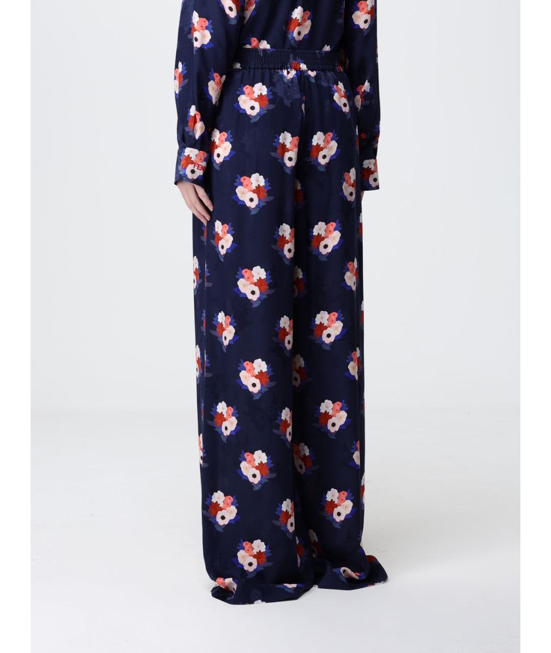 FENDI Мульти шелковые брюки широкие, фото 3