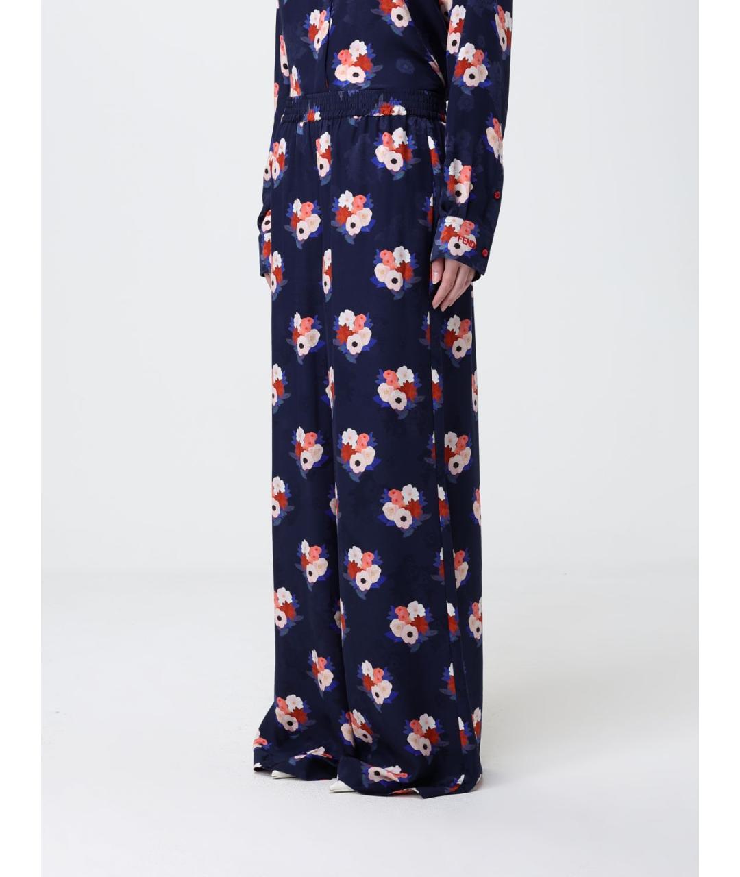 FENDI Мульти шелковые брюки широкие, фото 4