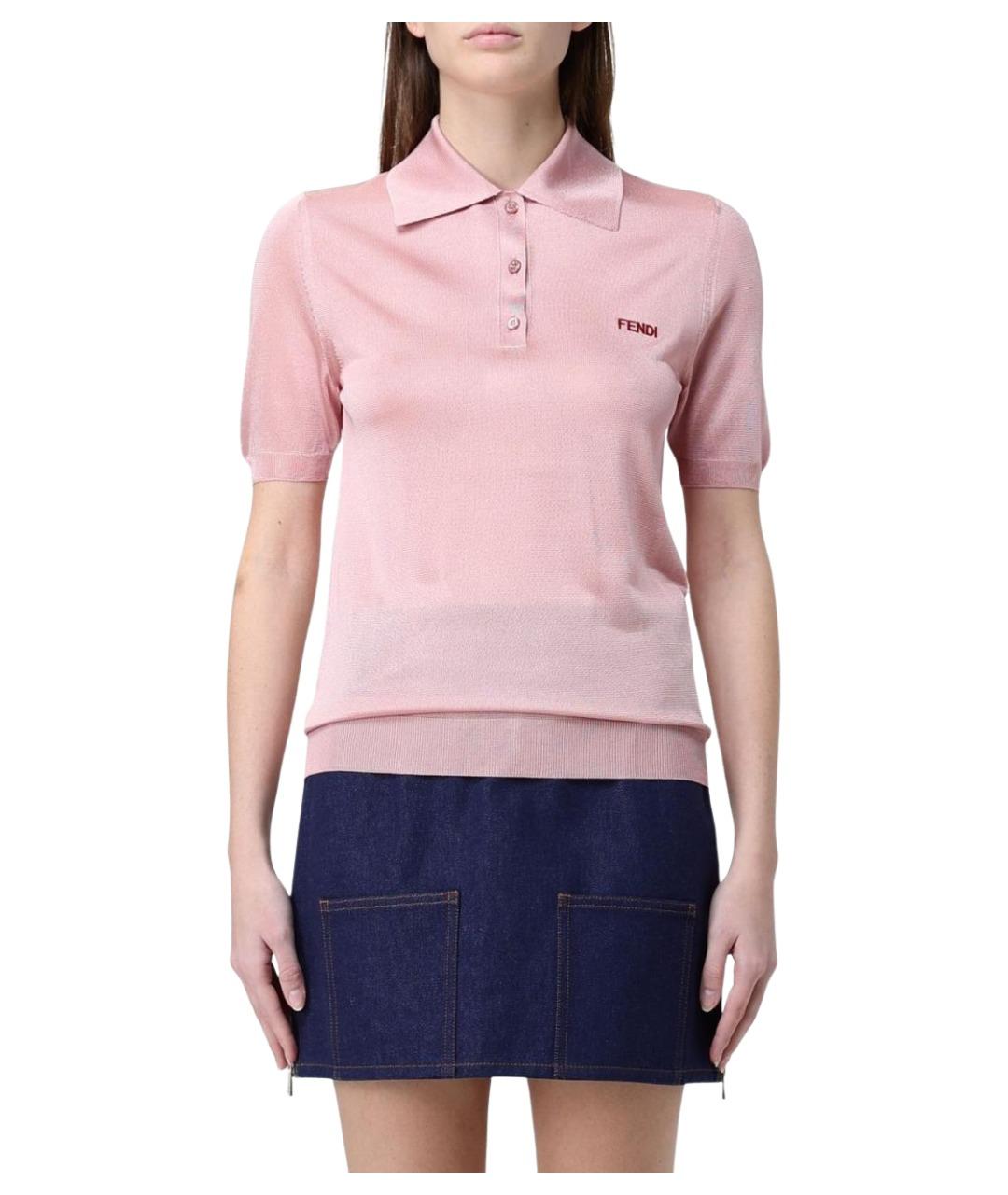 FENDI Розовая вискозная футболка, фото 1