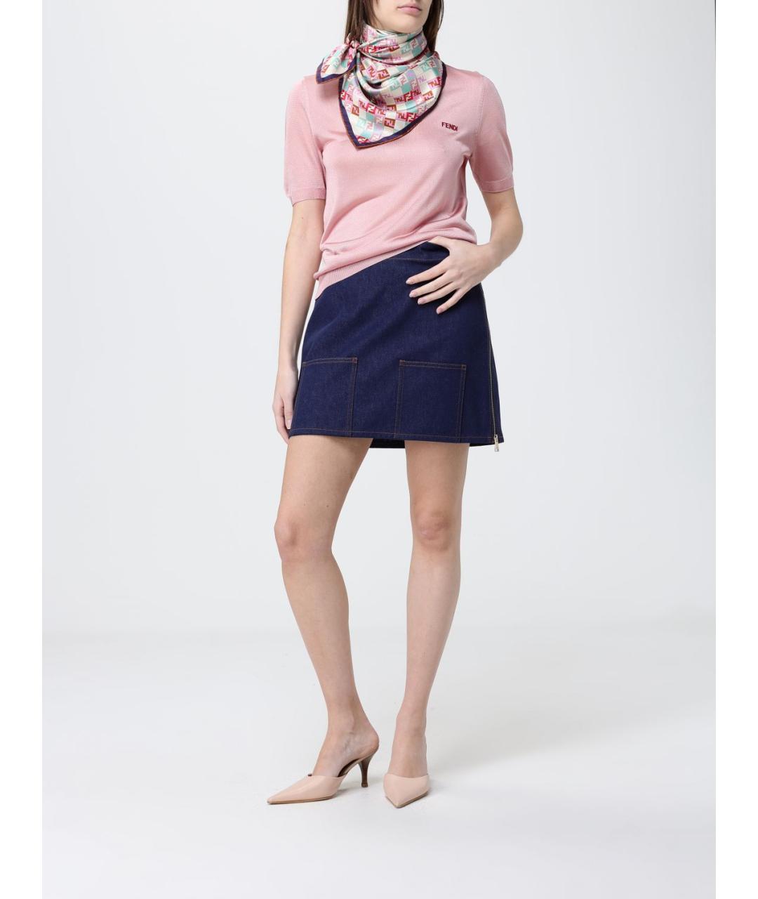 FENDI Розовая вискозная футболка, фото 2