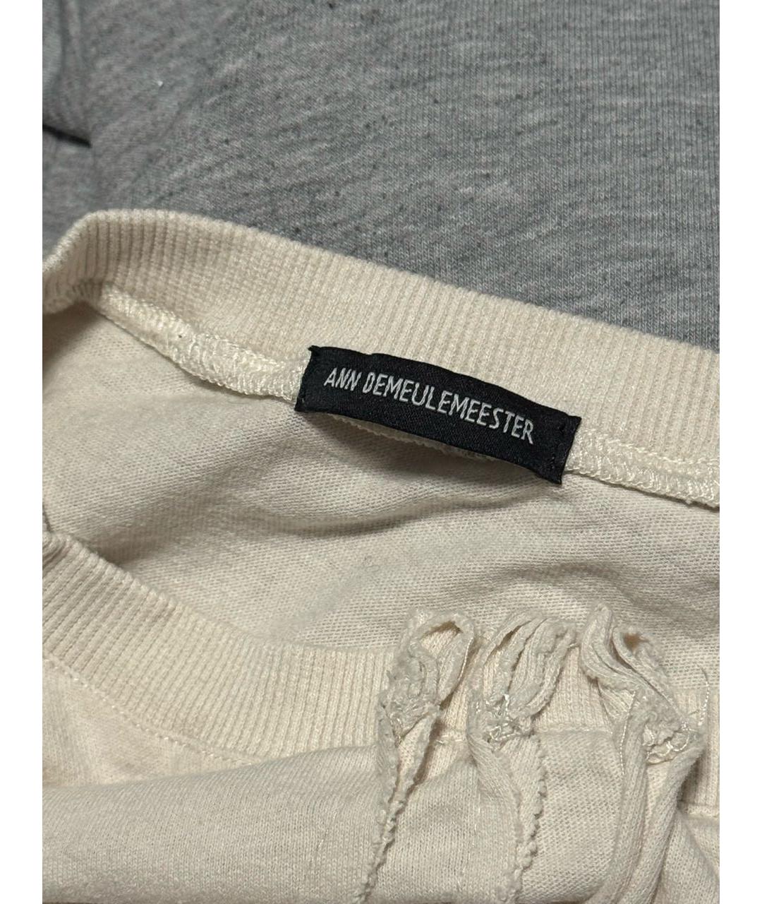 ANN DEMEULEMEESTER Бежевая хлопковая футболка, фото 4